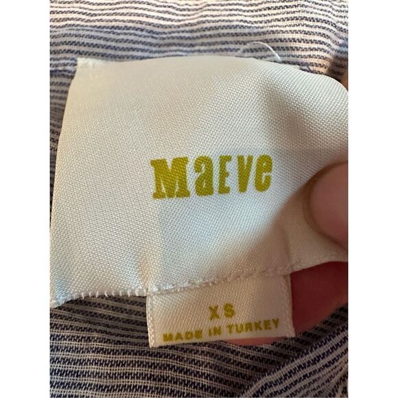 Maeve Anthropologie Blue and White Striped Ruffle Top Size XS - Picture 6 of 7